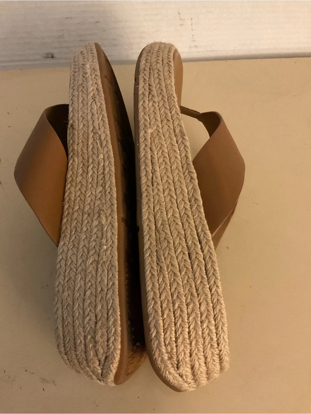 Fitflop women chestnut leather platform F-mode espadrille sandals US 11
